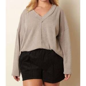 NEW MITTOSHOP v-neck knit top in gray